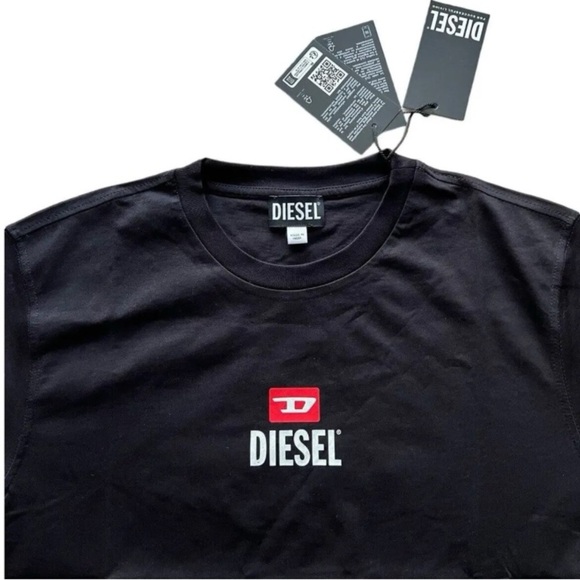 Diesel Black T-Shirt with Red and White Logo - Picture 2 of 6